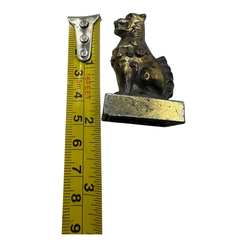 Vintage 2” Brass Foo Dog‎ Figurine – Chinese Guardian Lion Miniature - Picture 6 of 7